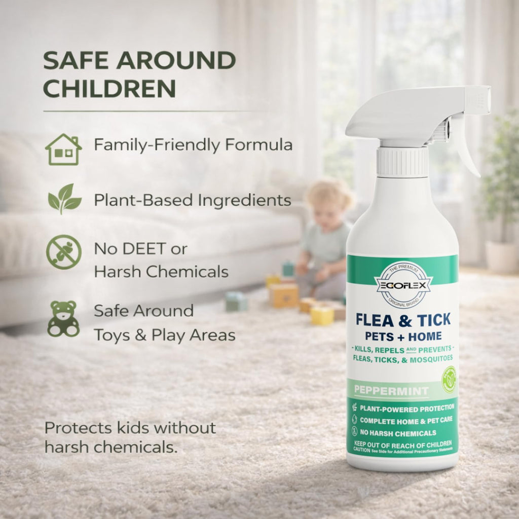 Flea Spray for Home & Pets Plant-Based Repellent with Peppermint Scent 16oz