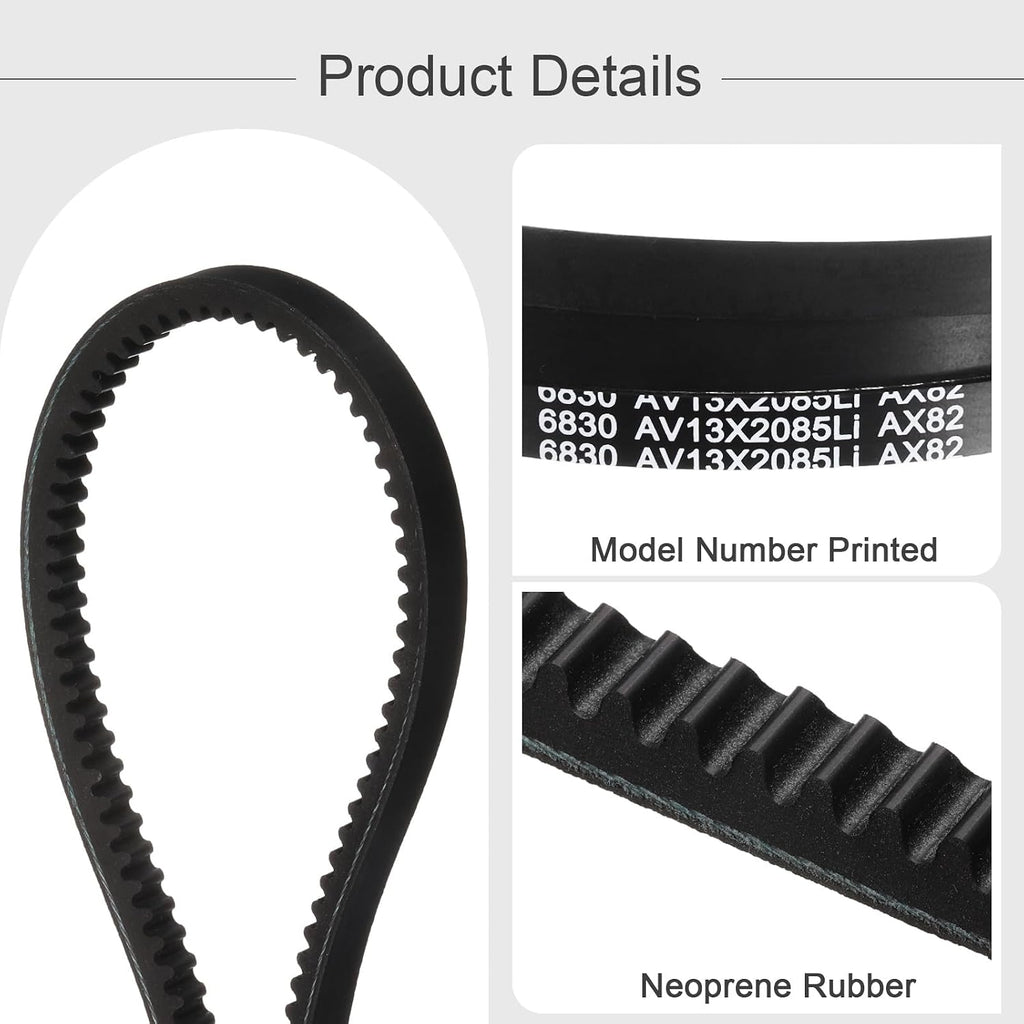 uxcell AX82 EPDM V-Belt, Raw Edge Cogged Industrial Rubber V Belt 1/2" Width x 82" Inside Circumference