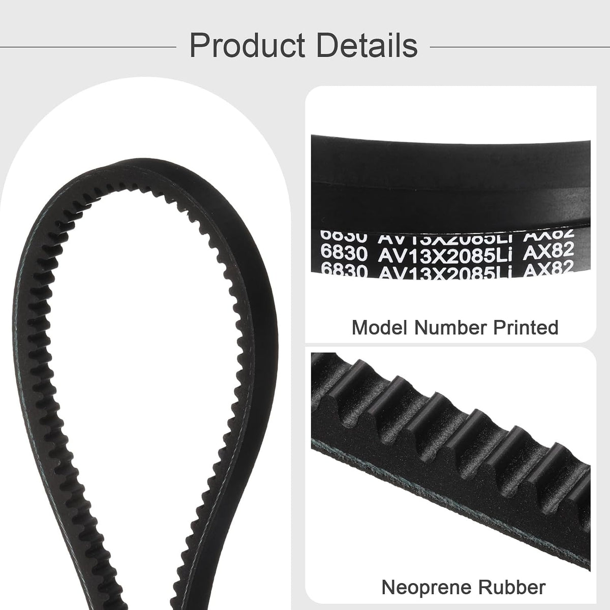 uxcell AX82 EPDM V-Belt, Raw Edge Cogged Industrial Rubber V Belt 1/2" Width x 82" Inside Circumference