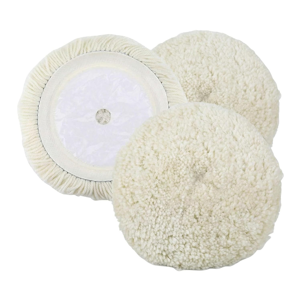 3 Pack Wool Polishing Pad, 7 inch Wool Buffing Pad for Compound Cutting & Polishing, Buffing Pad Kit for Car, Boats