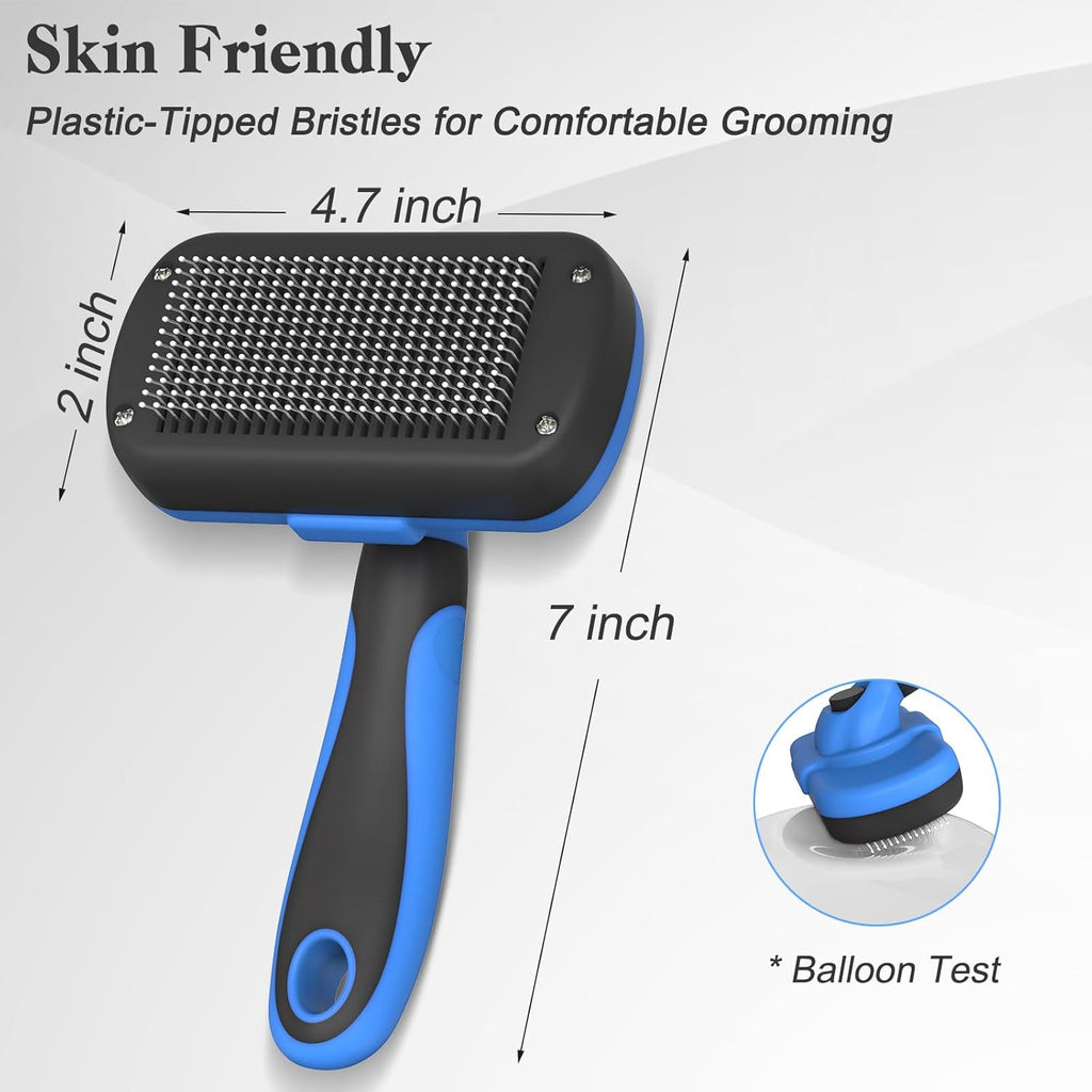 Self Cleaning Slicker Brush - Skin Friendly Deshedding Grooming Tool for Dogs & Cats, Suitable for Shedding & Haired