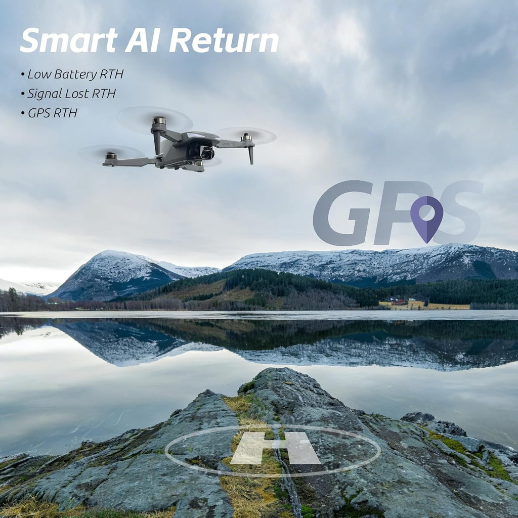GPS Drone with EIS 4K Camera for Adults , RC Drones with 4.5 inch HD Screen on Controller, Auto Return, 3 Batteries