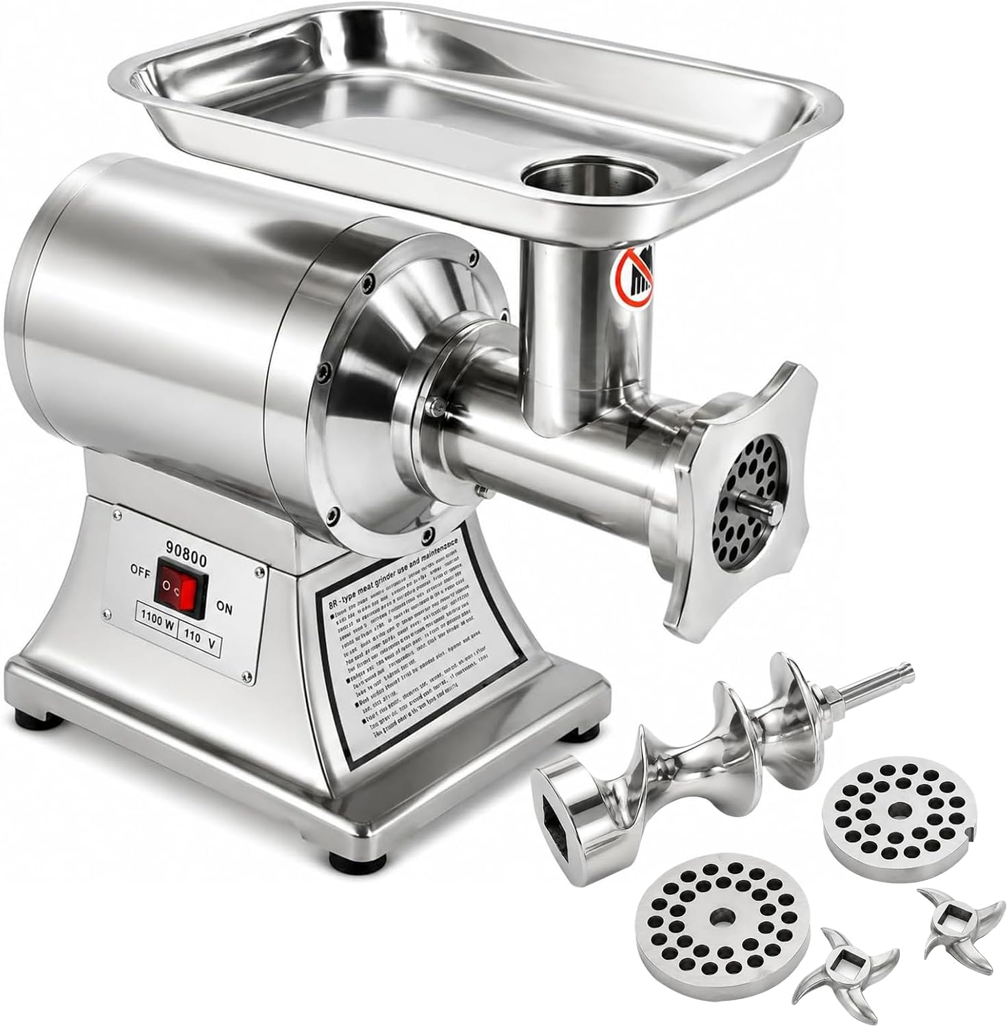 #12 Electric Meat Grinder, 1100W Stainless Steel