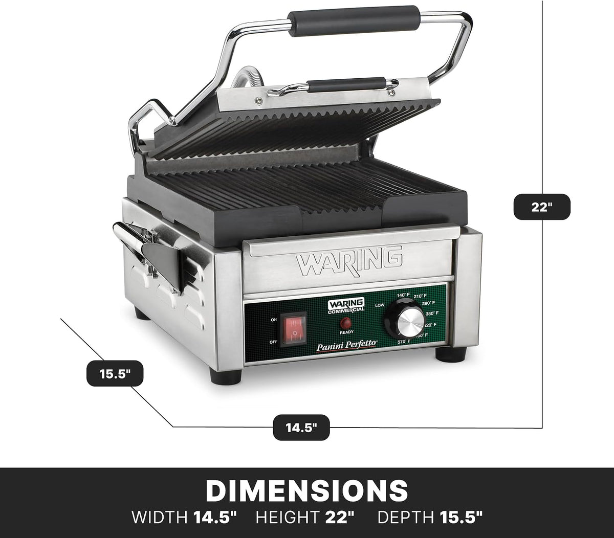 Panini Press with 9.75" x 9.25" Cooking Surface & 120V