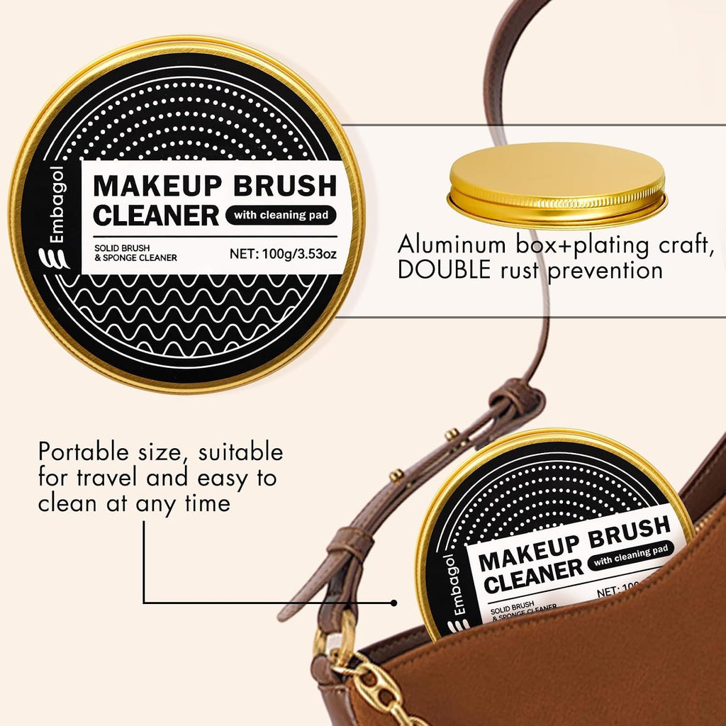 Makeup Brush Cleaner Solid Brush & Sponge Soap With Silicone Cleaning Pad, Vegan, Deep Cleaning, No Residue(100g/3.53oz)