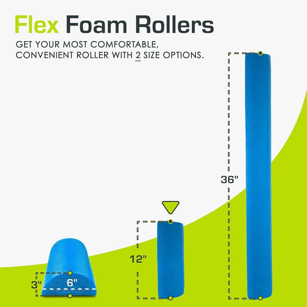 Flex Foam Rollers for Muscle Massage, Physical Therapy, Core & Balance Exercises Stabilization