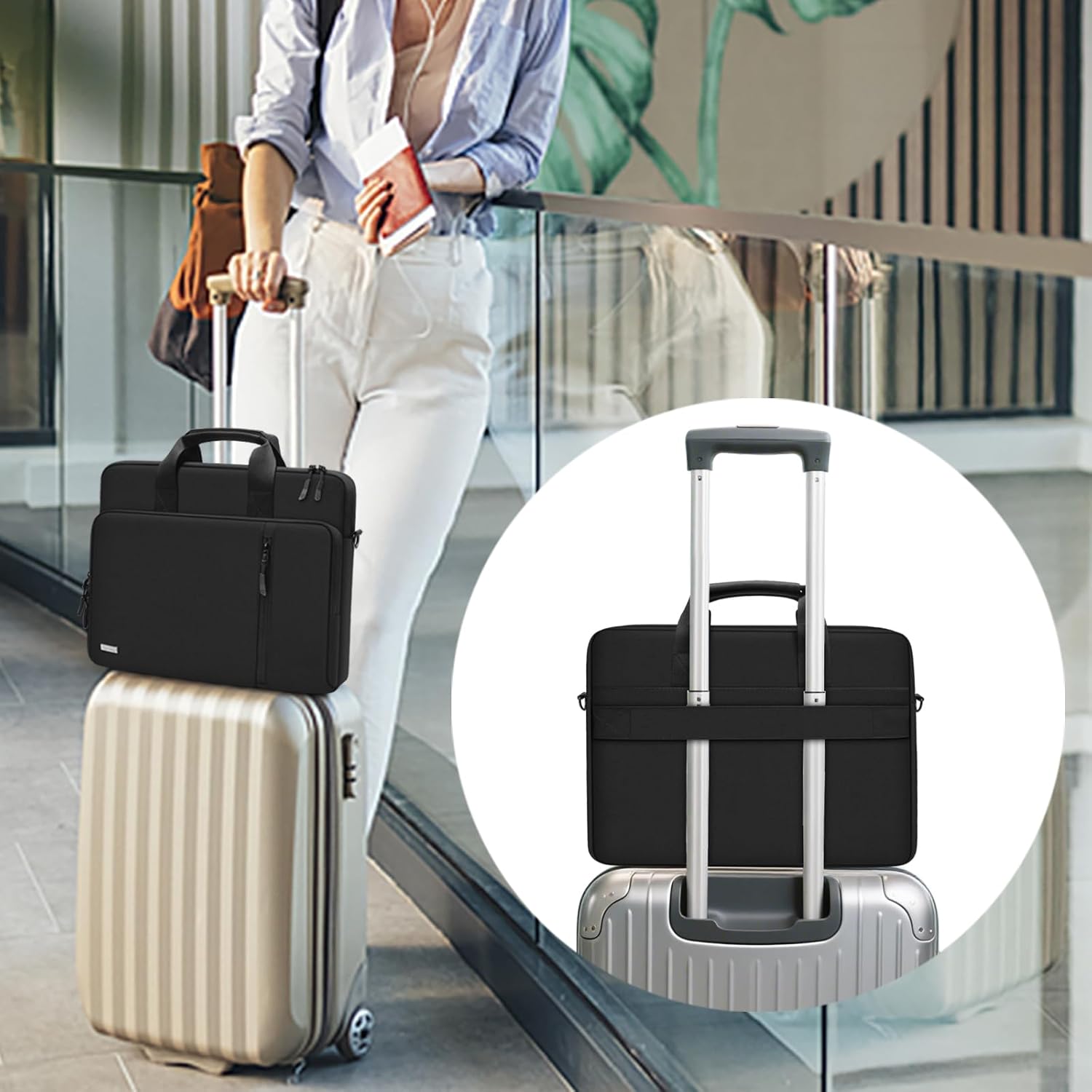 15.6 16 Inch Laptop Bag, 360 Protective Case Messenger Bag Waterproof Computer Sleeve Briefcase with Shoulder Strap