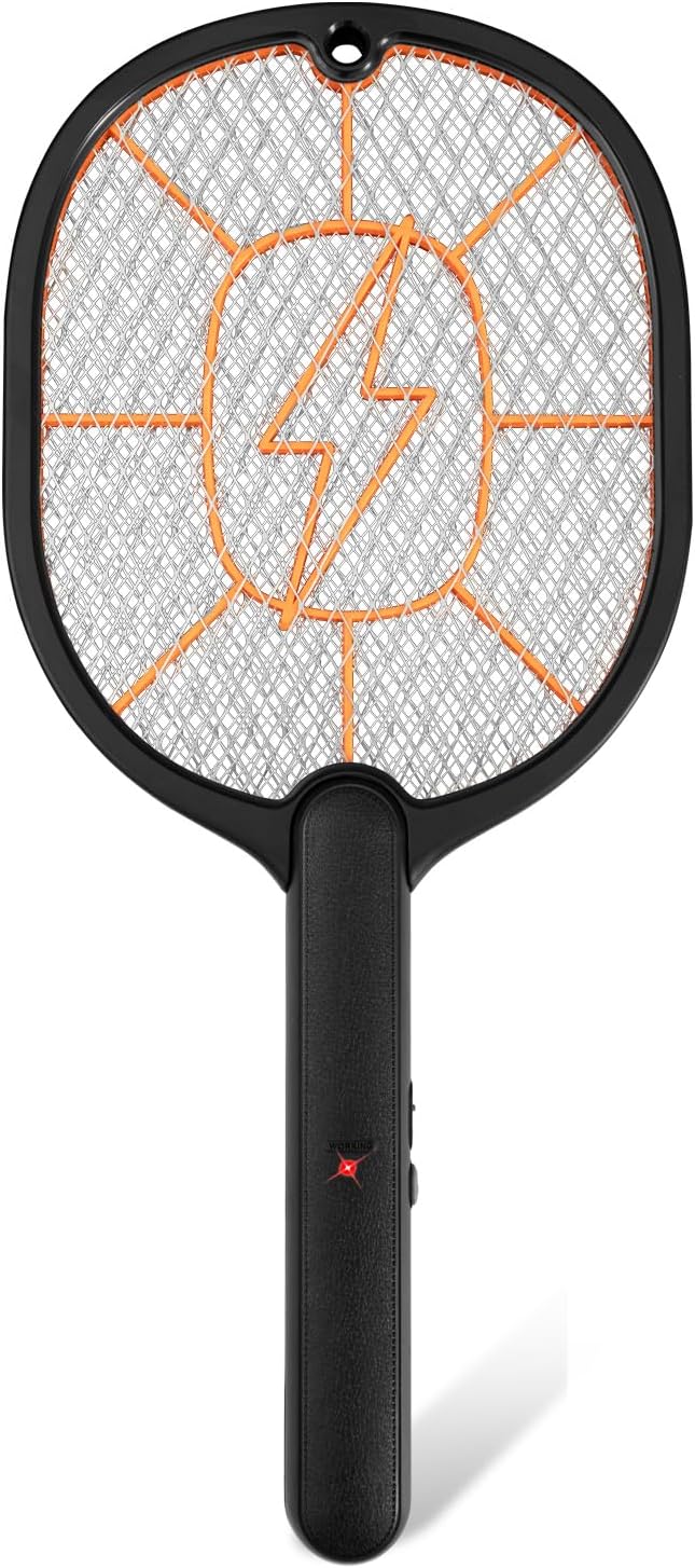 2-Pack Electric Fly Swatter, Black & Gray, AA Battery Operated Bug Zapper Racket for Indoor/Outdoor Use, Mosquito &