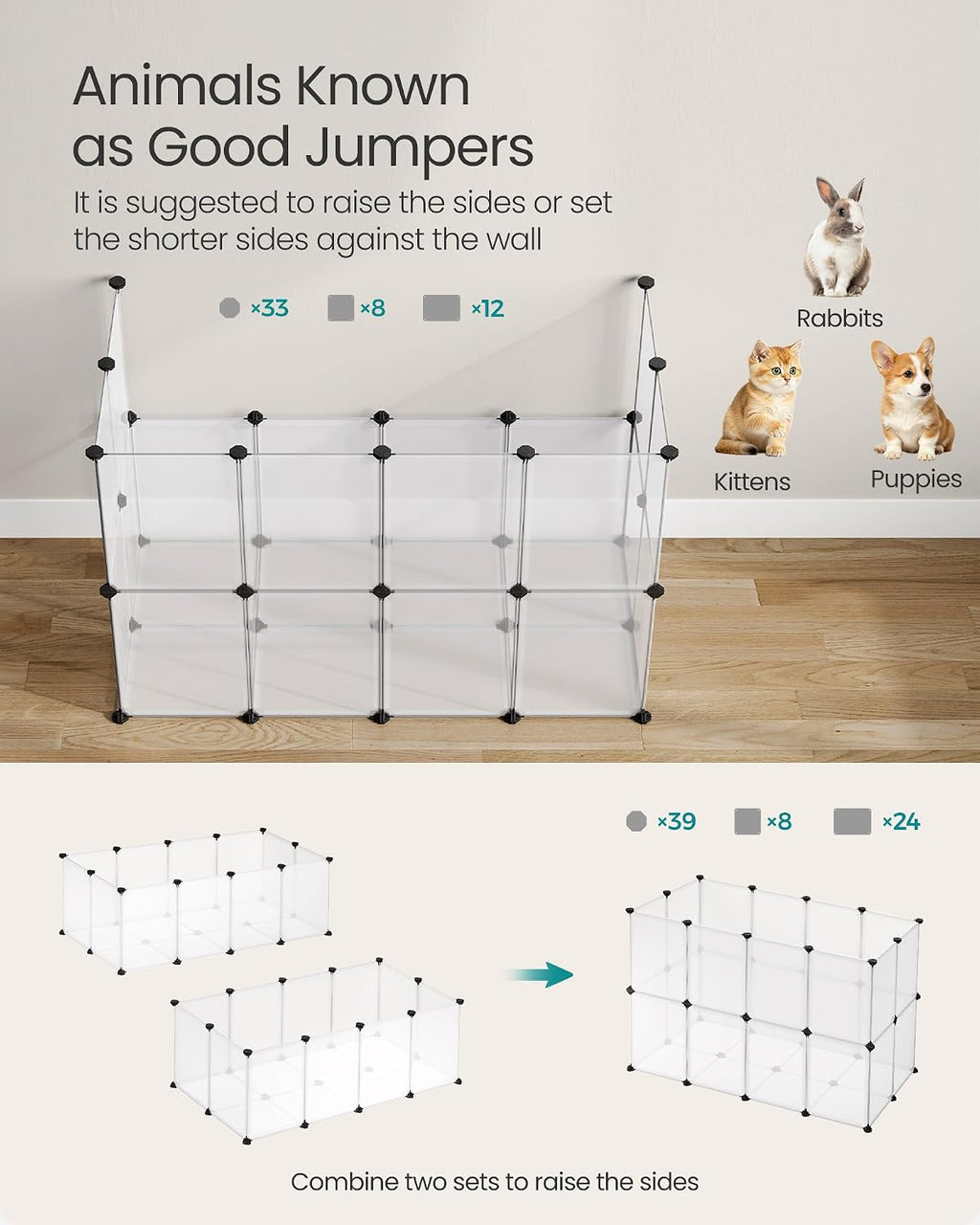 Pet Playpen with Floor, Small Animal Playpen