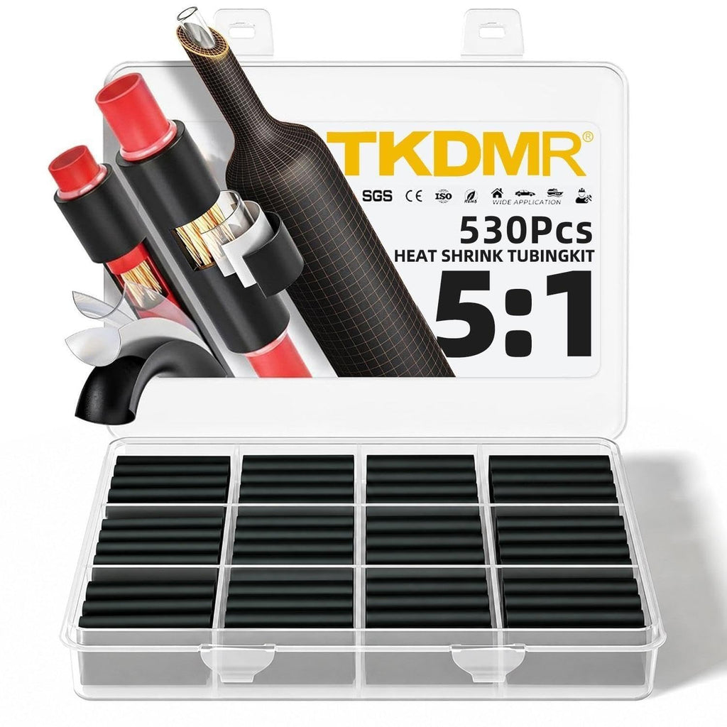 TKDMR 530 Pcs 5:1 Heat Shrink Tubing Kit, Marine Grade Adhesive Lined