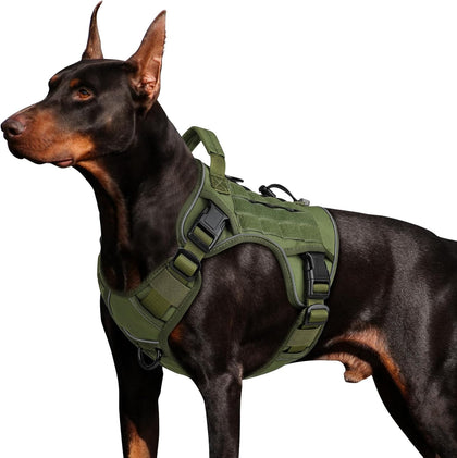 Tactical Dog Harness for Large Dogs, Heavy Duty No Pull Dog Harness with Handle, Adjustable Reflective Military K9