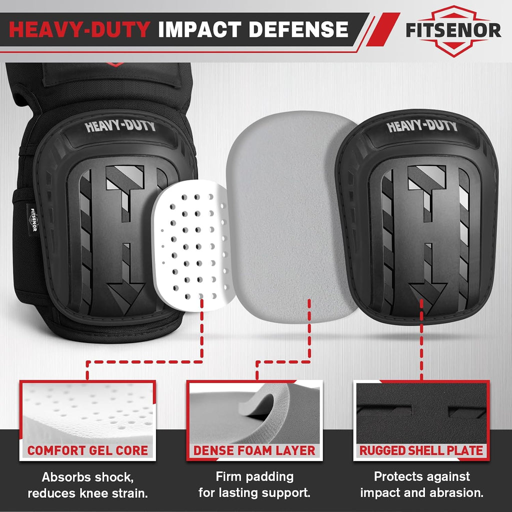 Knee Pads for Work, Professional Knee Pads for Men, Black | Construction Knee Pads for Gardening Flooring Roofing