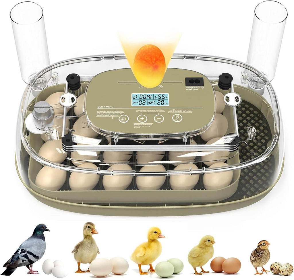 24 Egg Incubator, Incubators for Hatching Eggs with Fully Automatic Turner & Candler, Smart Temperature & Humidity