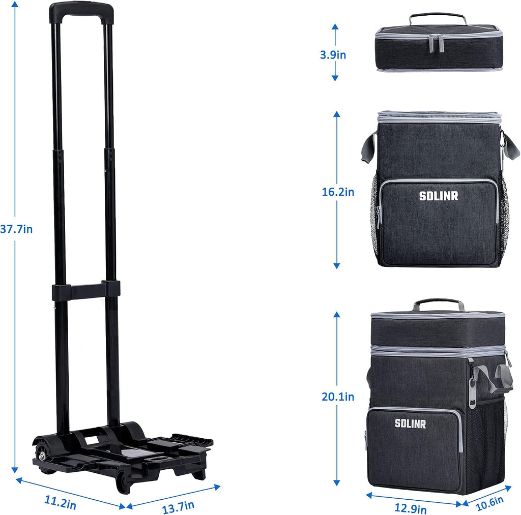 Collapsible Cooler with Wheels, Rolling Cooler Bag for Beach Travel | Two-layer Large Capacity, Leakproof Food-grade
