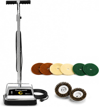 P-1800 Floor Polisher and Buffer, 12 in Twin Brush, 2 Speeds, Gold | 3 Pad Sets Included, Carpet Scrubber Machine