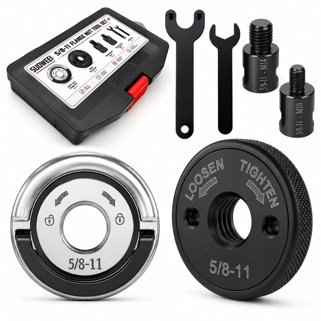 SUOWEEI 7PCS 5/8"-11 Angle Grinder Flange Nut Kit with M10/M14 Adapters
