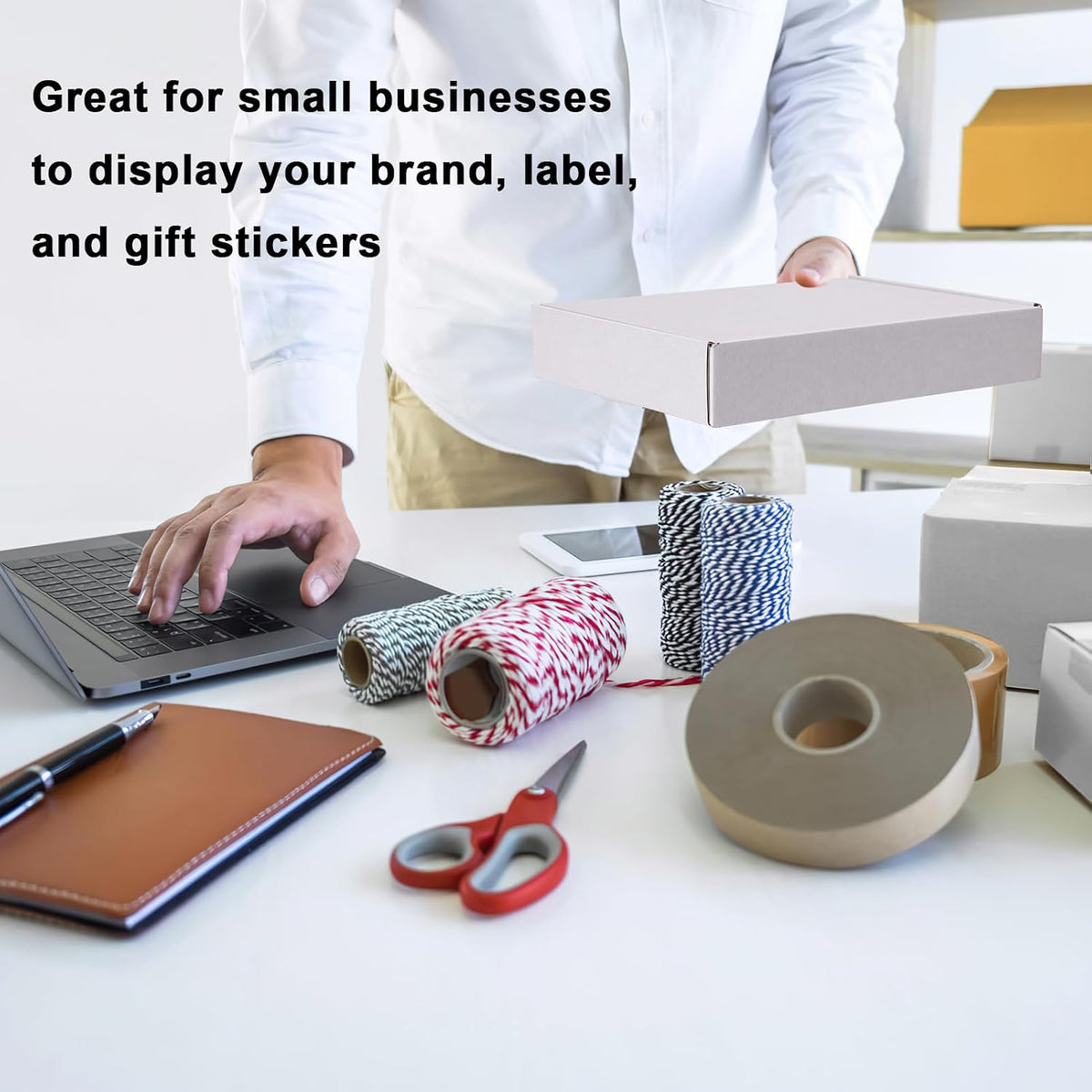 11x8x2 Inches Shipping Boxes Pack of 25, White Corrugated Cardboard Box for Mailing Packing Literature Mailer