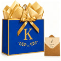 Personalized 26 Letters Gift Bag With Card & Tissue Paper For Men Women