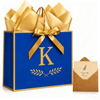 Personalized 26 Letters Gift Bag With Card & Tissue Paper For Men Women