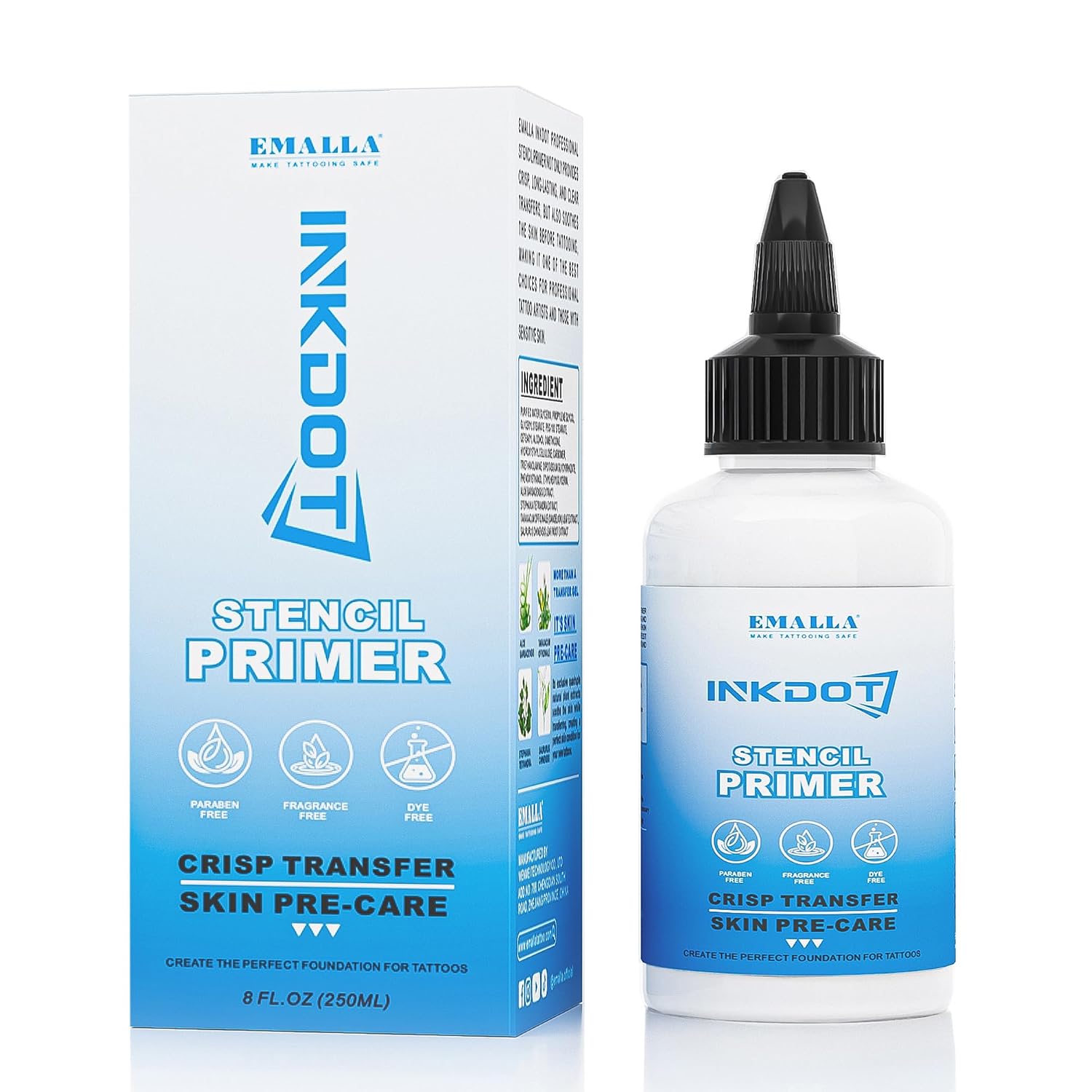 INKDOT Tattoo Stencil Transfer Gel Solution, 8oz Professional Stencil Primer for Transfer Paper Clear Long-Lasting
