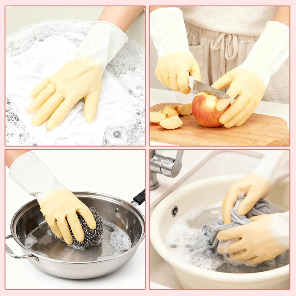 Rubber Dishwashing Gloves 6 Pairs, Rubber Cleaning Gloves for Household Washing Dishes Cleaning Gardening, Colorful