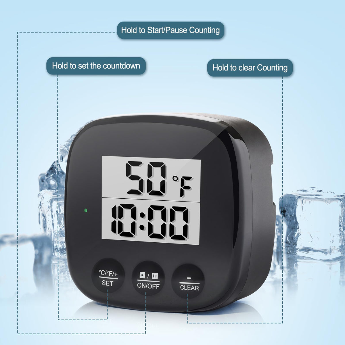 Ice Bath Thermometer - Floating Water Temperature Gauge with Timer