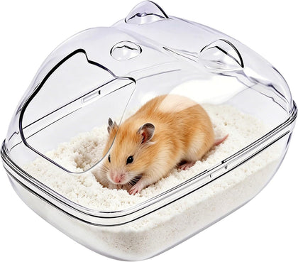 Hamster Bathtub,Sand Bath Container,Mouse dig Box,Splash Proof Hamsters Sand Box Bathroom,Transparent House sandbath