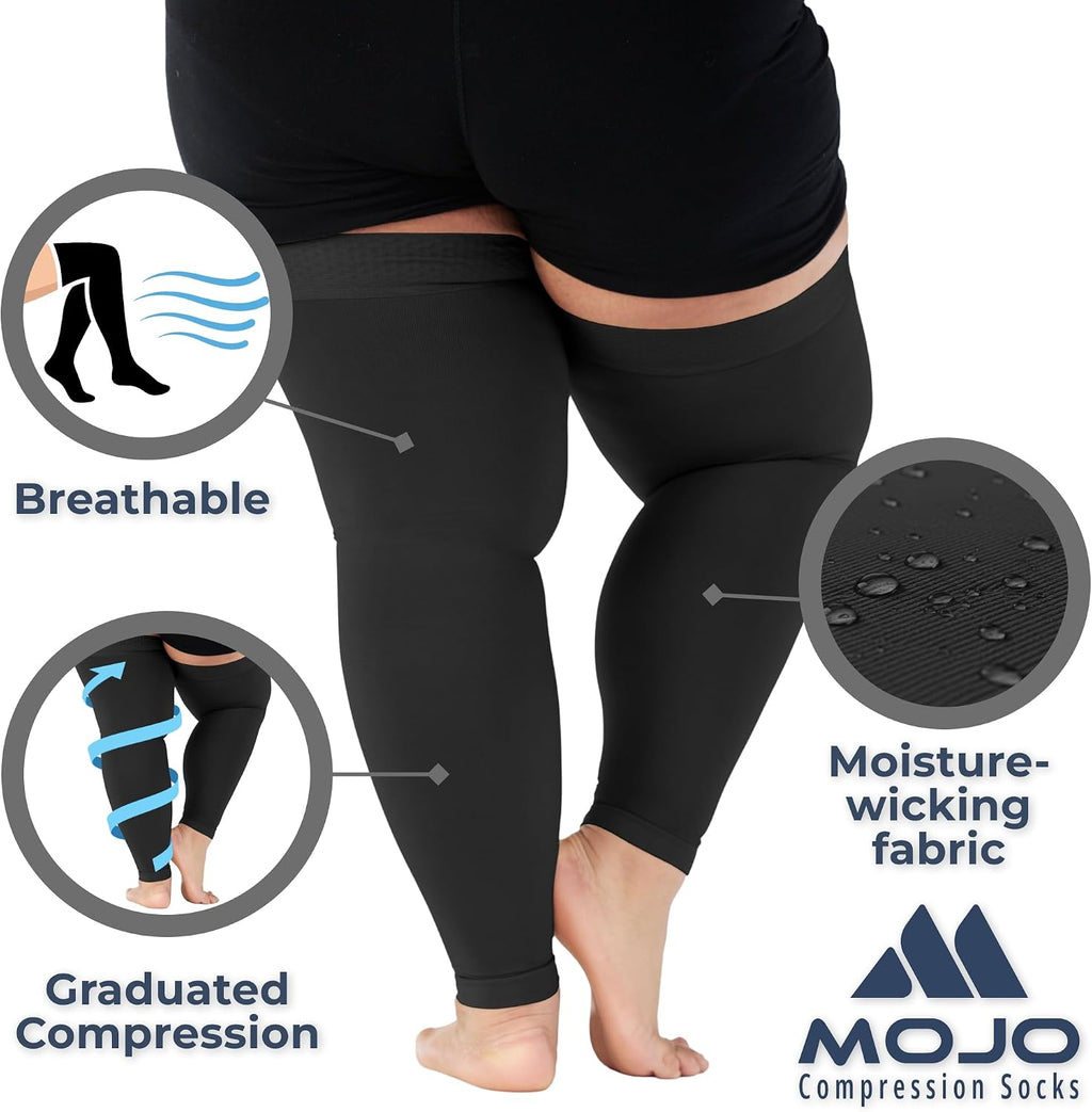 20-30mmHg Graduated Support Thigh-Hi Leg Sleeves with Grip Top - Reduces Swelling, Ideal for Varicose Veins