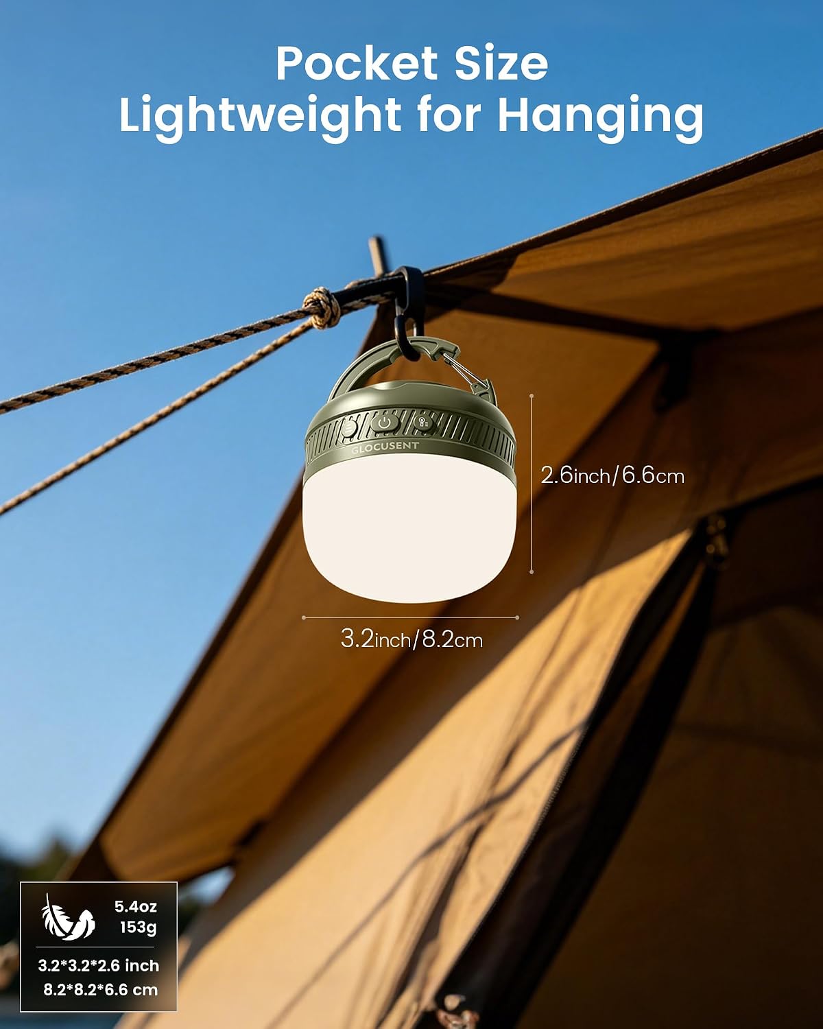 400H Camping Lantern, 5000mAh Rechargeable Lantern, Solar Pocket | Led Camping Lantern with 5 Brightness 3 Modes