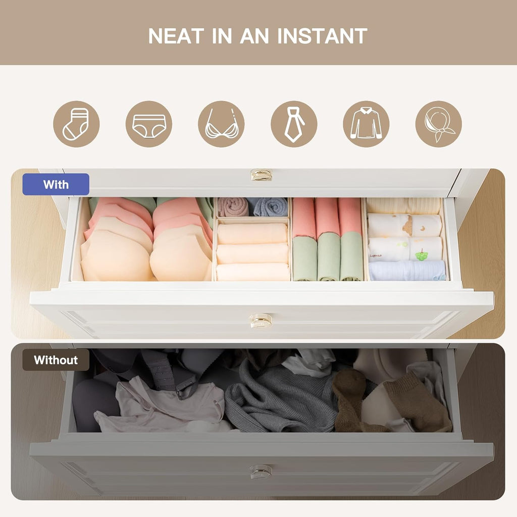Drawer Organizer Clothes, 10 Pack Dresser Organizer for Baby Clothes, Underwear, Sock- Foldable Closet Organization
