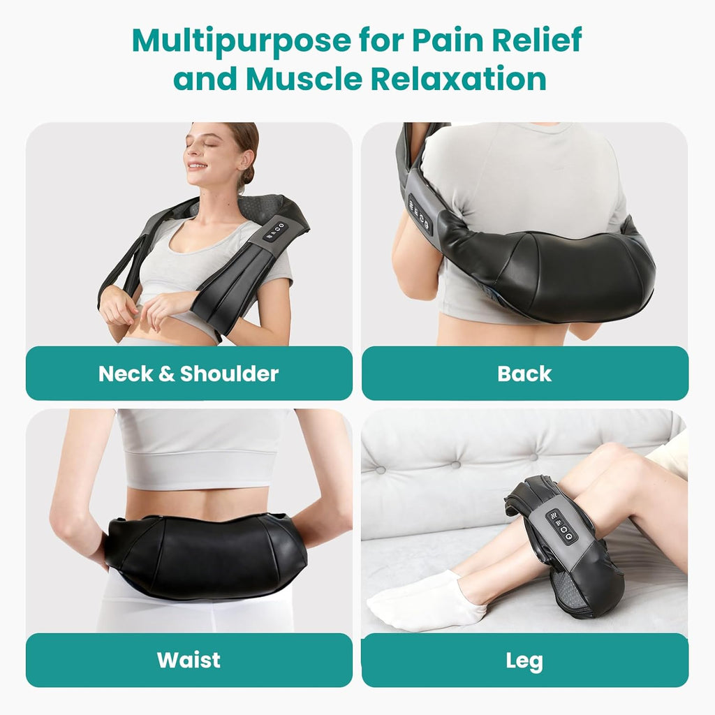 Shiatsu Neck Massager with Heat for Pain Relief Deep Tissue, 2026 Upgraded 3D Back Shoulder Kneading Massage Pillow