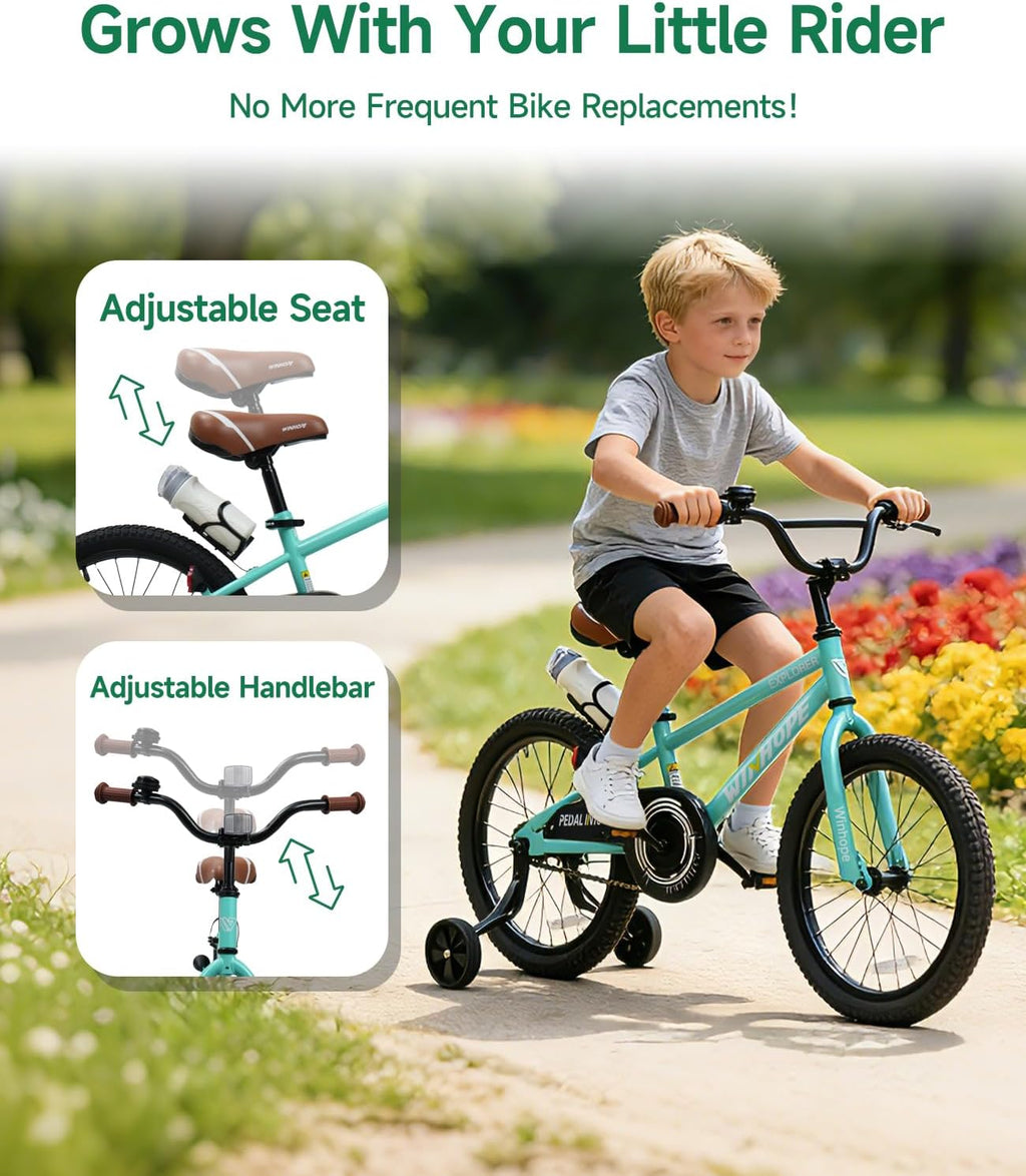 Kids Bike with Training Wheels, 12 14 16 18 Inch for Boys Girls 2-9 | Pedal Cycle with Coaster Brake Water Bottle
