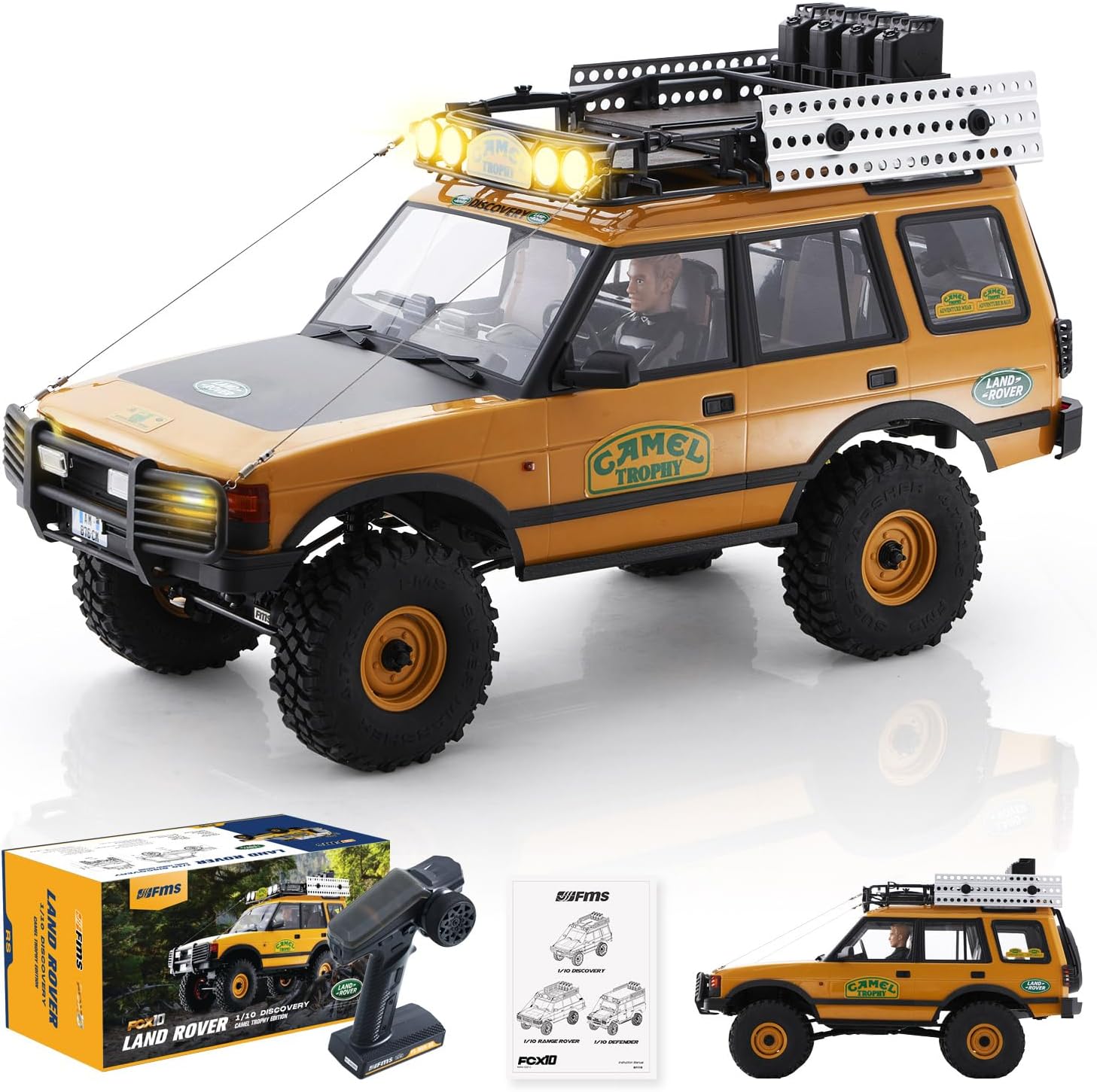 FMS FCX10 1/10 RC Crawler Land Rover Camel Trophy Edition, Official Licensed 4WD All Terrain Off-Road RC Truck for