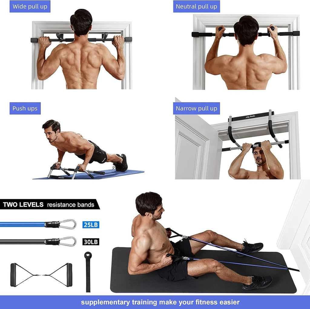 Pull Up Bar for Doorway | Thickened Steel Max Limit 440 lbs Upper Body Fitness Workout Bar| Multi-Grip Strength for