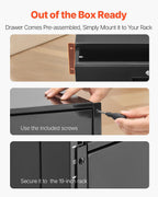 VEVOR 3U Rack Drawer, Lockable Server Cabinet Case, 13.8'' Depth Server Rack Mount Drawer, for 19'' Network Equipment/DJ/AV Rack or Cabinet Enclosure, 50 lbs Max Load, with Cable Management Holes
