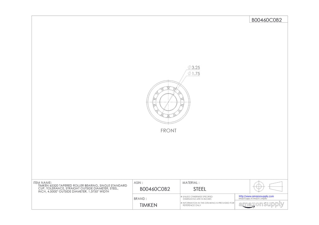 Timken Tapered Roller Bearing Cup - 65320