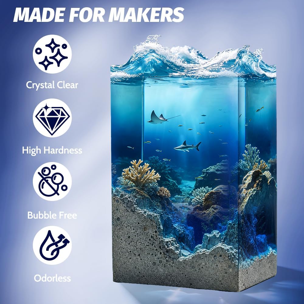 Deep Pour Epoxy Resin 27oz - 2:1 Crystal Clear Deep Pour Epoxy for 2-4 Inch Depth, No Yellowing & High Hardness