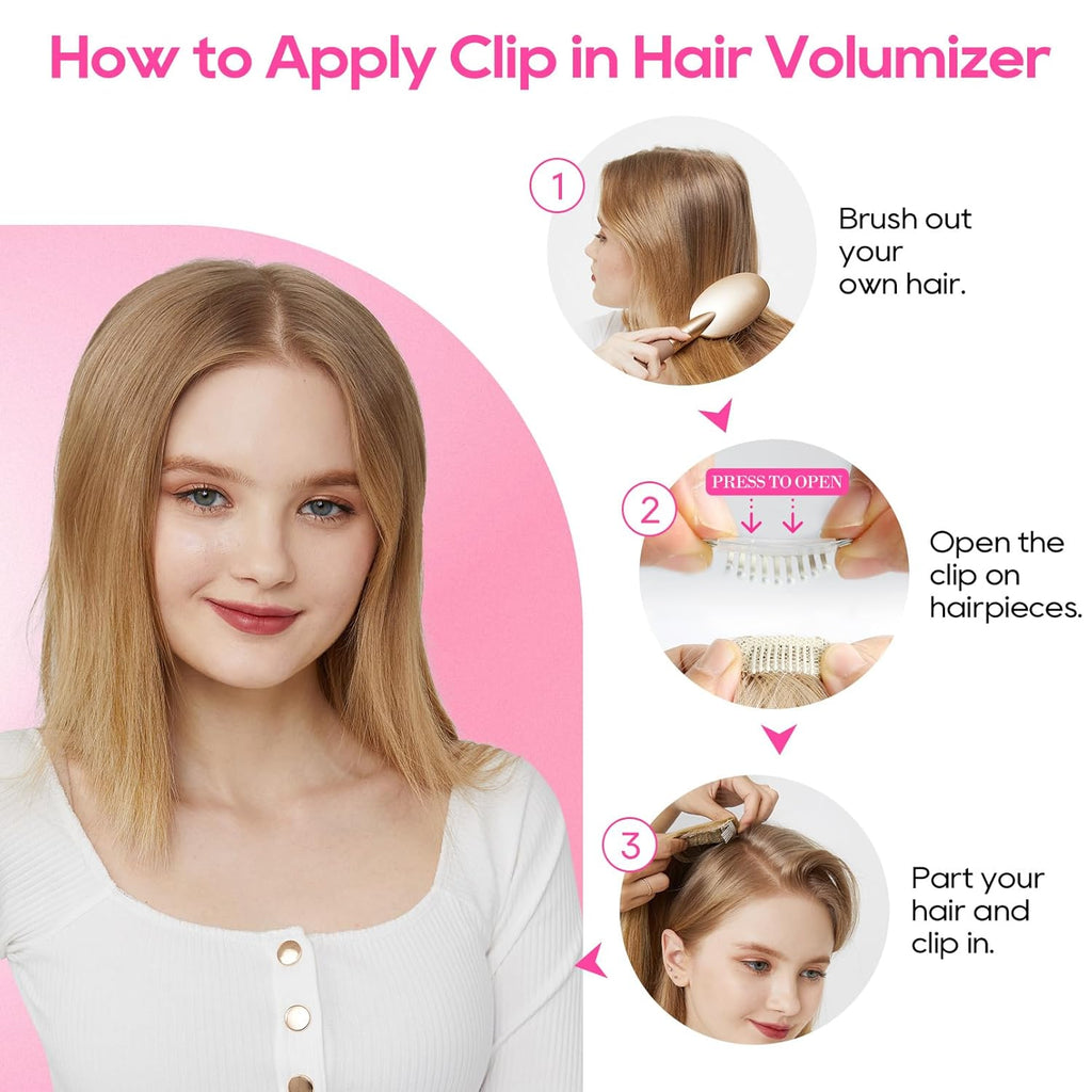 Clip in Hair Volumizer, 2PCS 12 inch Short Thick Clip in Hairpieces Adding Extra Volume Hair Extensions for Women