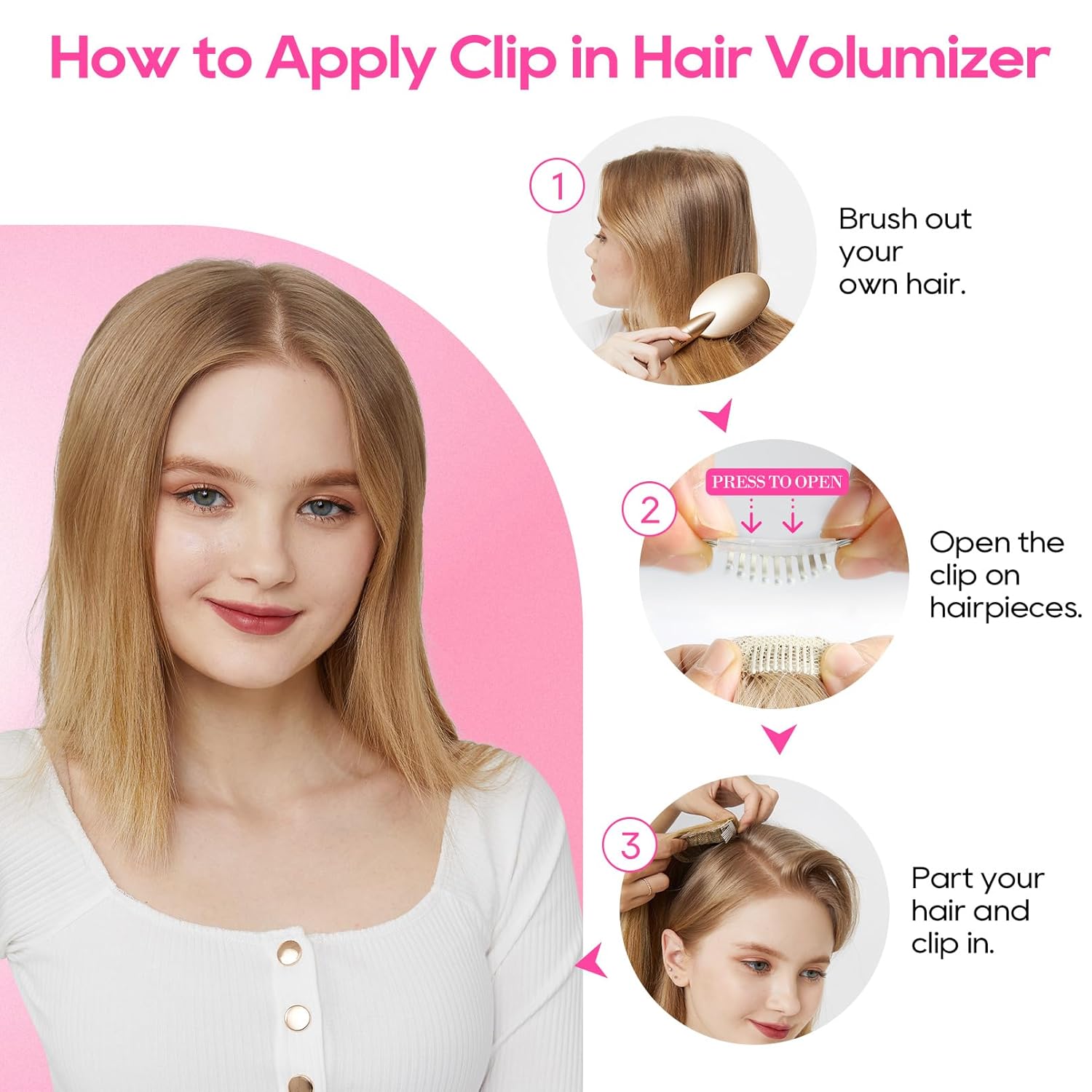 Clip in Hair Volumizer, 2PCS 12 inch Short Thick Clip in Hairpieces Adding Extra Volume Hair Extensions for Women