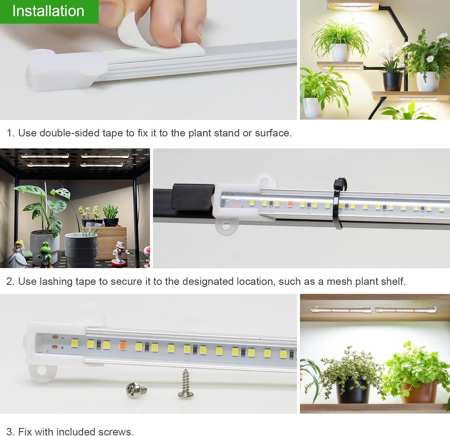 8in Plant Grow Light Strip, Full Spectrum for Indoor Plants 5V | 56 LEDs Under Cabinet Grow Lamp, Auto Timer 6/12/16