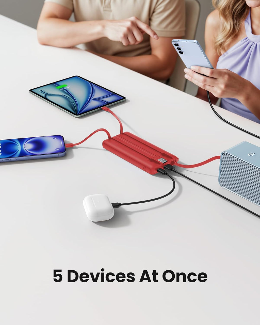 Portable Charger Power Bank, External Battery Pack with Cords Wires, Light 10000mAh Travel Essentials Battery Bank 5