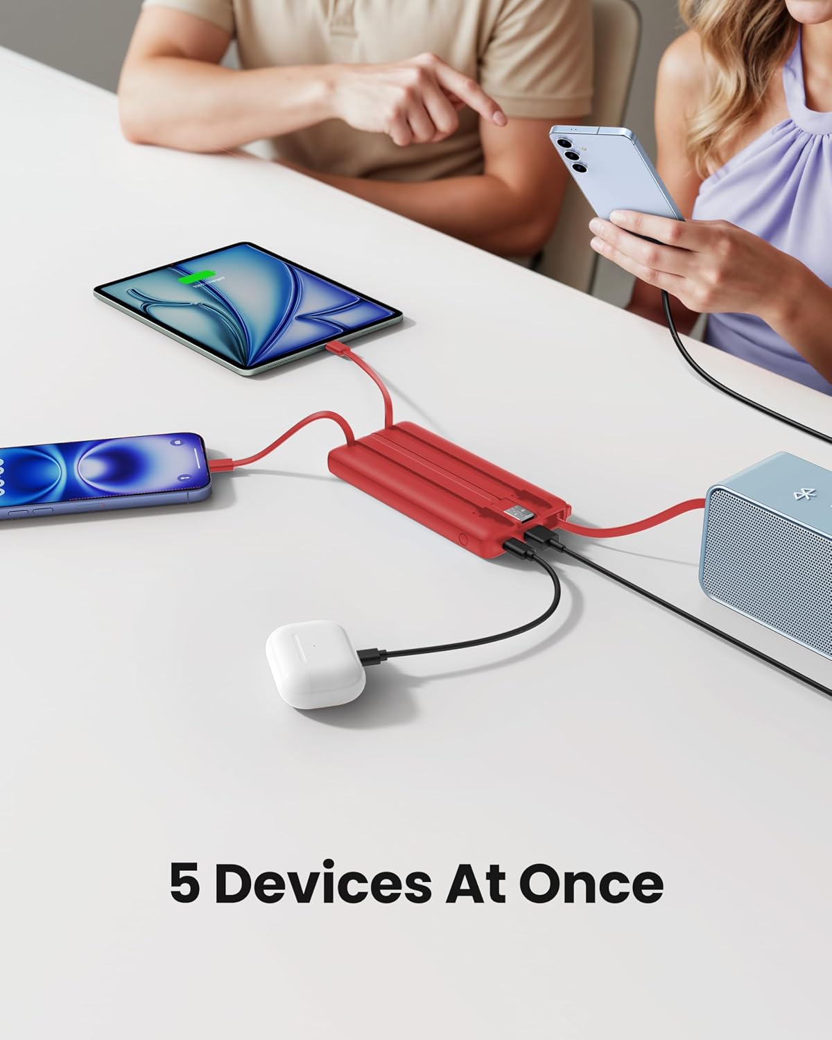 Portable Charger Power Bank, External Battery Pack with Cords Wires, Light 10000mAh Travel Essentials Battery Bank 5