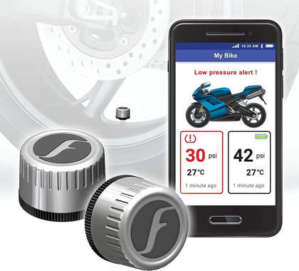 Bike 2 TPMS (Silver) - Wireless Tire Pressure Monitoring System with Bluetooth 5.0 | Real-Time Tire Pressure Sensor |