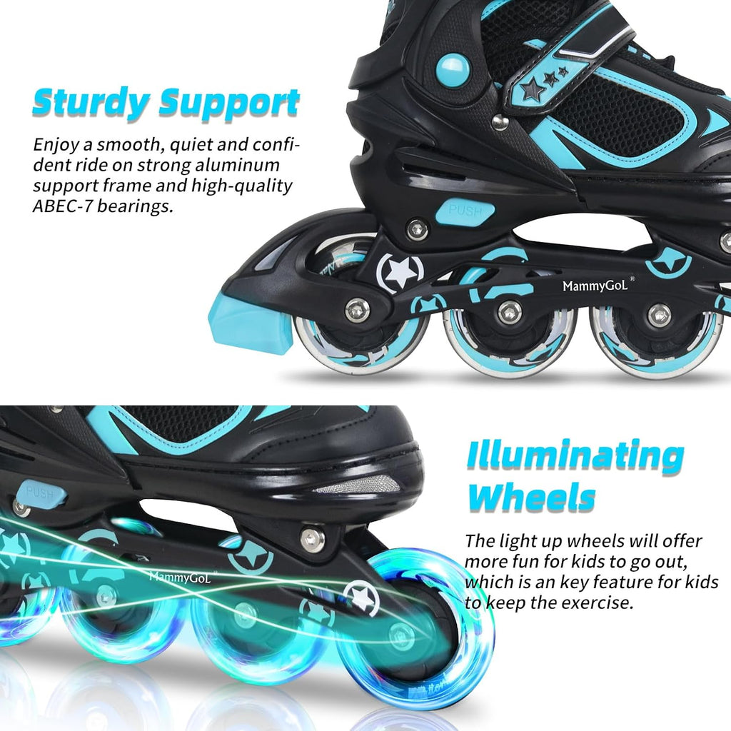 Adjustable Inline Skates for Kids Boys Girls Youth Blades Roller Skates with Light up Wheels Ages 4-16