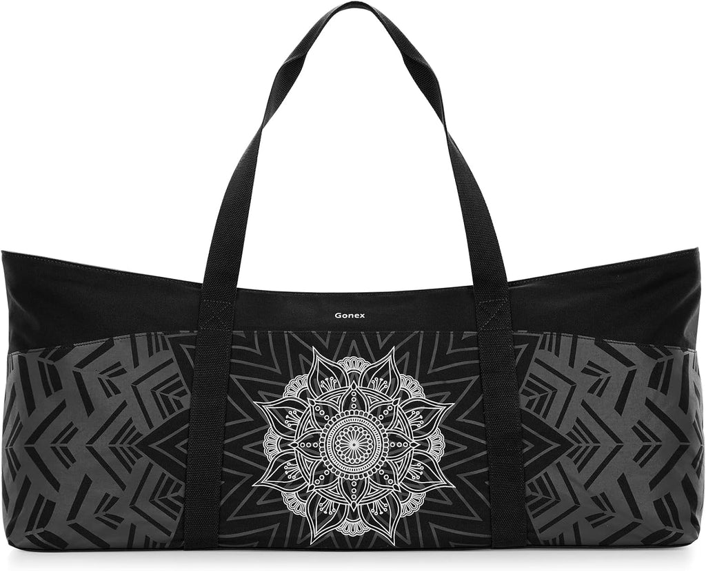 Yoga Mat Bag, Extra Canvas Gym Bag with Waterproof Pocket Metal Zipper, Fits Mat & Blocks, Stylish Yoga Mat Carrier