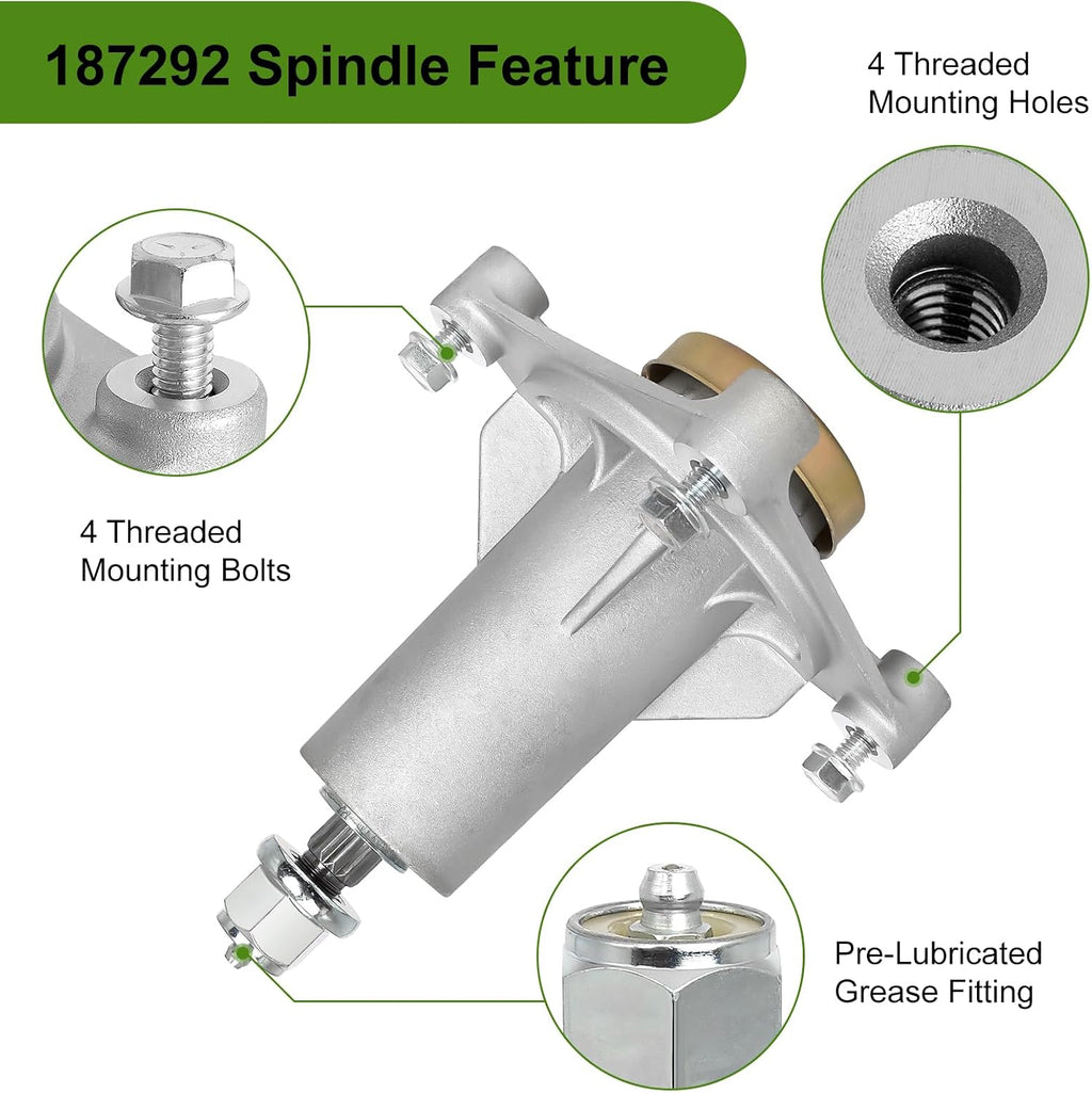 187292 Spindle Assembly with 195945 Pulley, Fit for Hu sqvarna/Craftsman 42" 46" 48" 54" Mower Deck, Mandrel Spindle