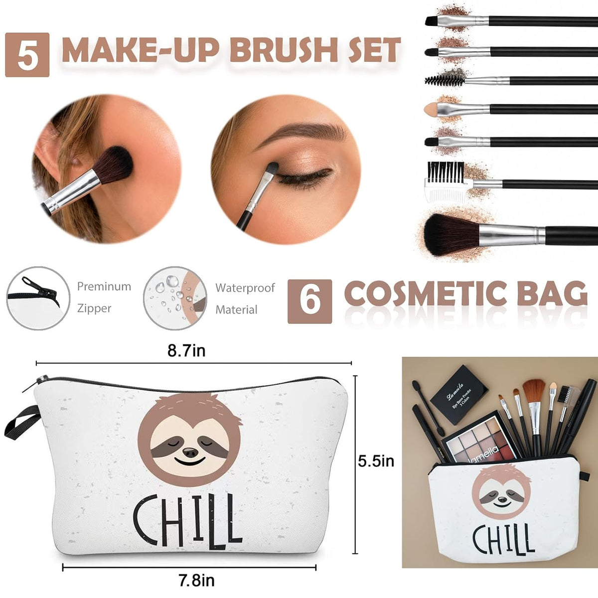 Makeup Kit for Women & Teens, All-in-One Beauty Set, 16-Sloth