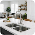 Brushed Nickel Kitchen Faucet with Pull Down Sprayer and Deck Plate