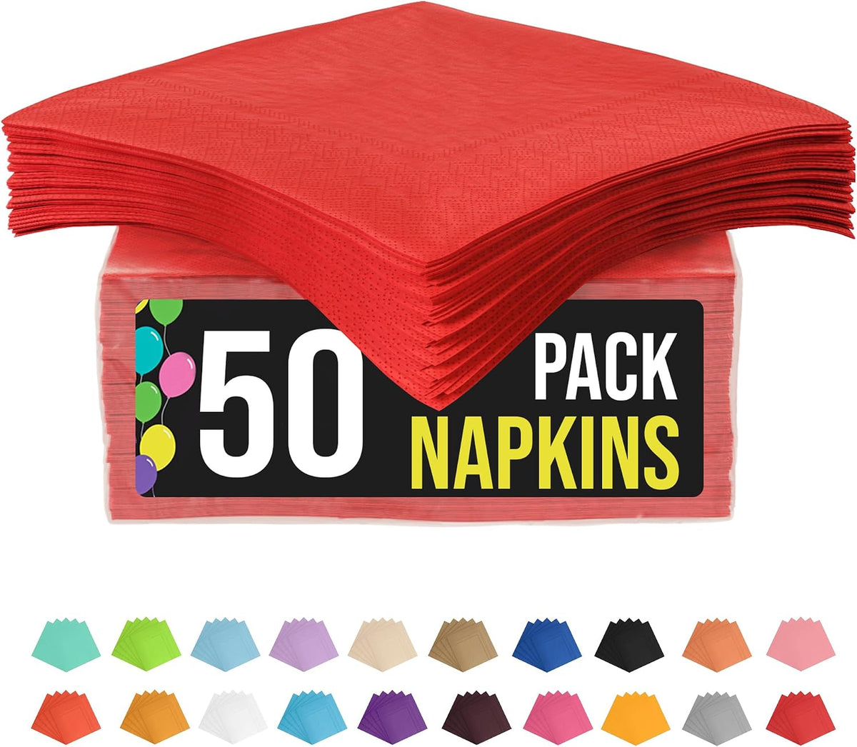 Red Dinner Napkins Disposable Paper Napkins 50 Pcs