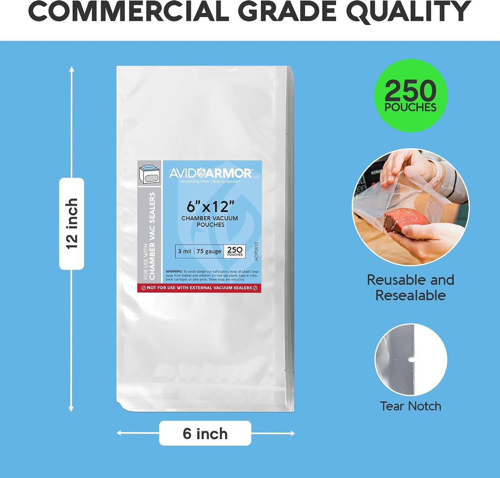 Chamber Vacuum Sealer Bags – Heavy Duty, BPA-Free, Pre-Cut Chamber Vacuum Bags for Food Preservation, Freezer